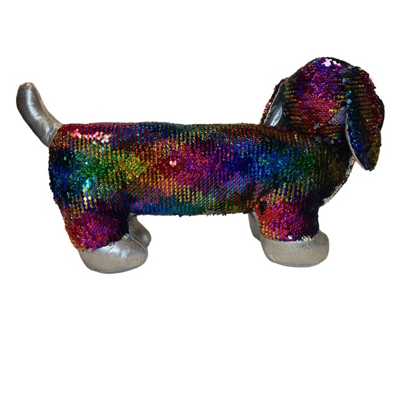 Dan Dee DACHSHUND Sequin Flip Plush Large RAINBOW Weiner Dog Stuffed Animal - Picture 3 of 6